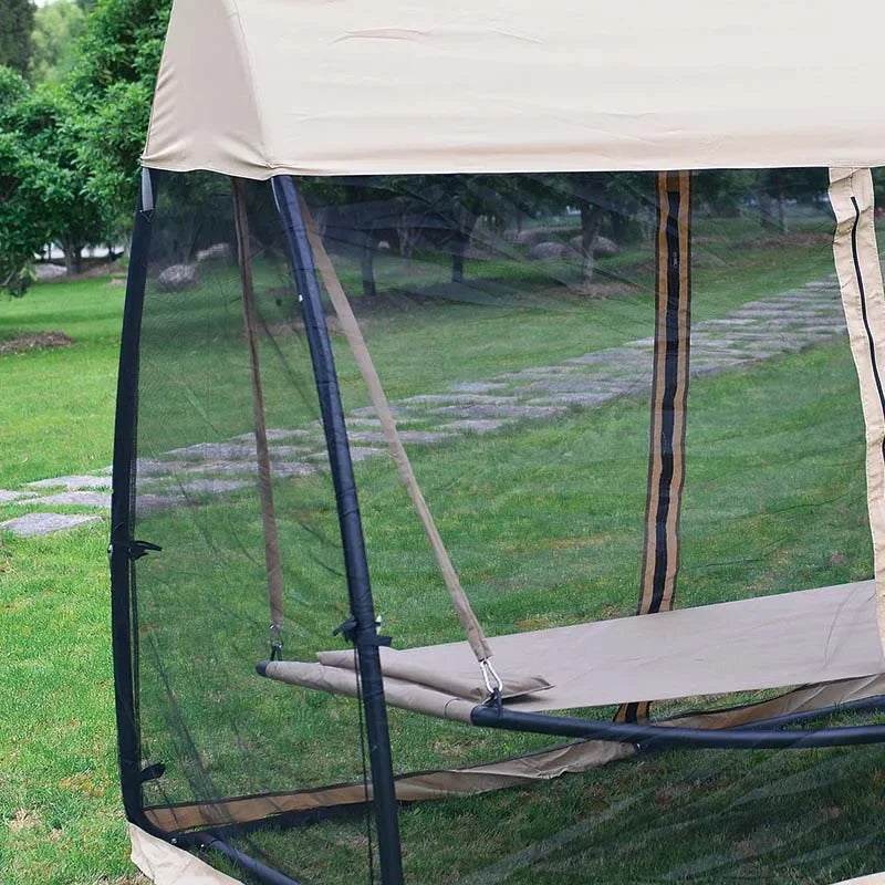 Outdoor Swing Bed: Relax in Style with a Luxurious Oxford Cloth Hammock and Iron Frame