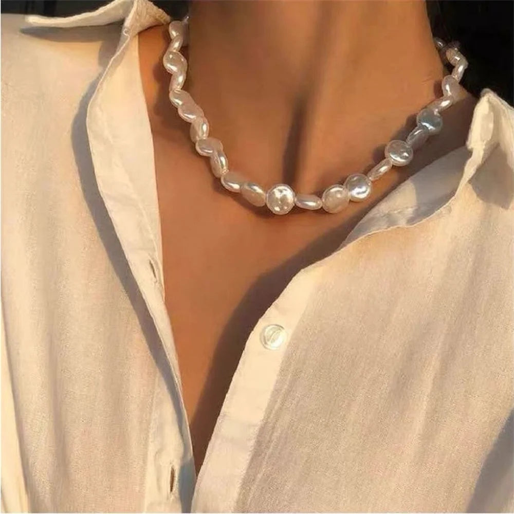 Trend Wedding Party Jewelry Vintage Pearl Choker Necklace For Women Elegant White Imitation Heart Shape Pearl Necklaces X278