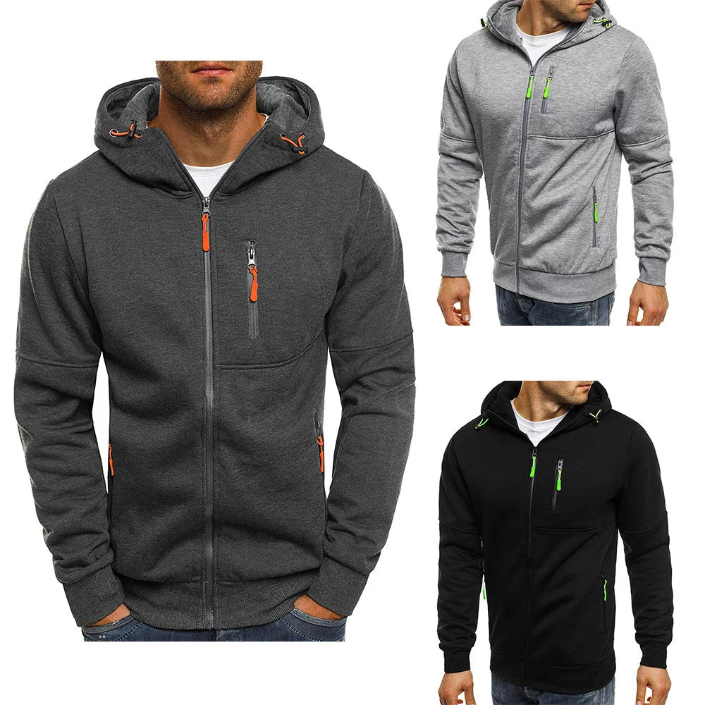 Men's Hoodies Long Sleeve Sweatshirt Zipper Design Hooded Sweatshirt for Men Clothing Sportswear Slim Fit Casual Jacket