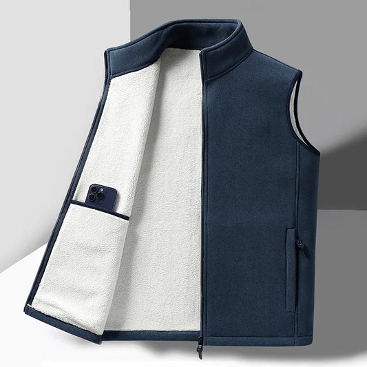 2024 Fashion Plus Size Male Warm Waistcoat Fleece Vest Men's Lamb Cashmere Warm Sleeveless Coat Men Brand Clothing Winter Vest