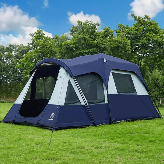 8 Person Blackout Cabin Tent,Camping with Multi Room,Family Tent with Porch and Rainfly,2Rooms Huge Portable Tents Carry Bag