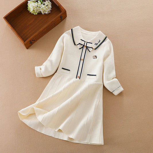 Children Girls Knitted Dresses 2024 New Warm Sweater Dress Kids Clothing Long Sleeve Casual Dress Baby Girls Princess Dress