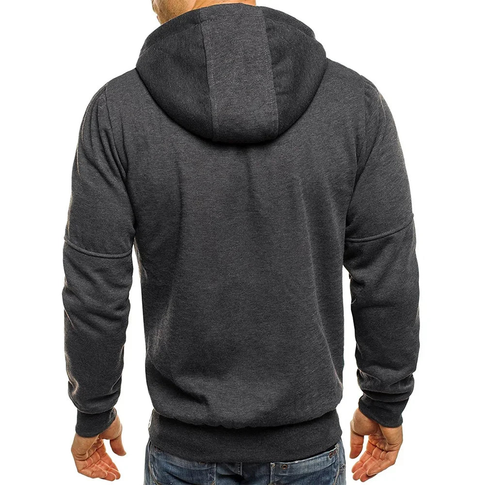 Solid color men's hooded jacket Casual long-sleeved hoodie Zipper Gym sports hoodie Spring Fall