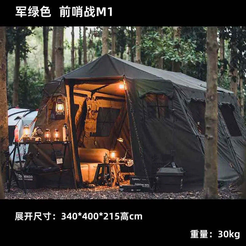 M1 ridge flame retardant fabric tent military retro wind wind and rain proof luxury two rooms and one living room