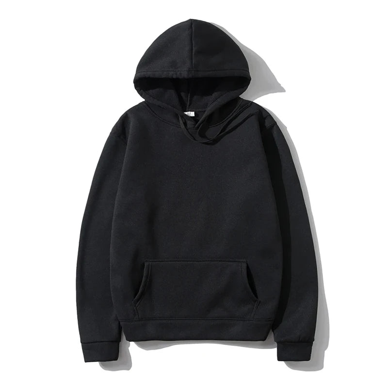 Autumn fashion loose tops solid colour hooded polyester men's sweatshirt simple casual