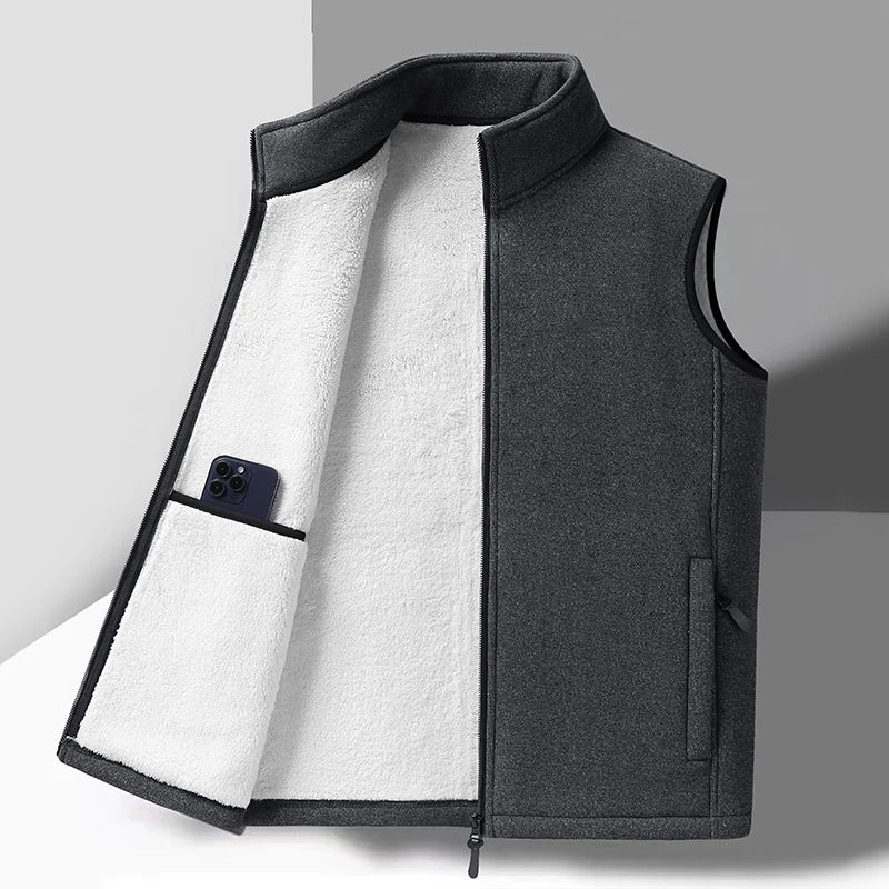 2024 Fashion Plus Size Male Warm Waistcoat Fleece Vest Men's Lamb Cashmere Warm Sleeveless Coat Men Brand Clothing Winter Vest