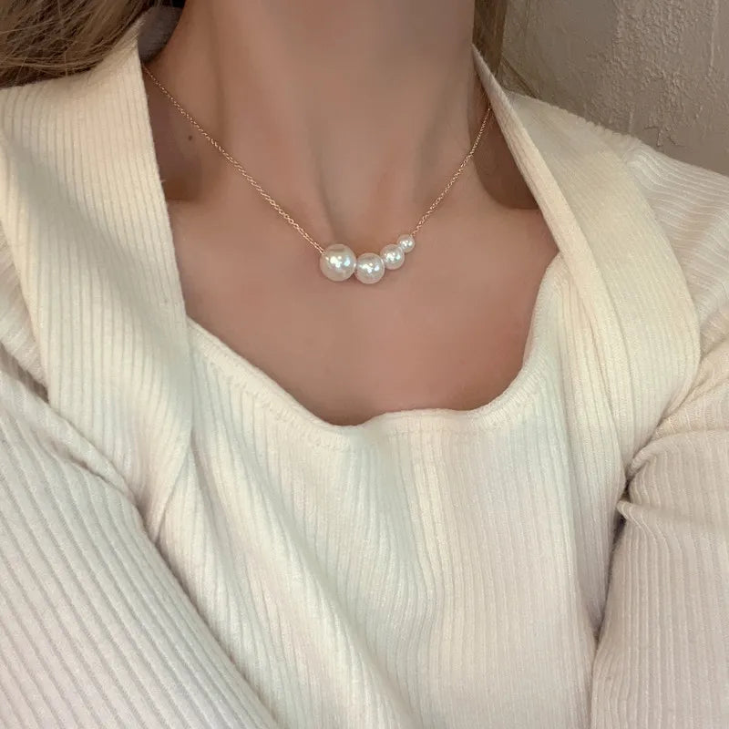 Trend Wedding Party Jewelry Vintage Pearl Choker Necklace For Women Elegant White Imitation Heart Shape Pearl Necklaces X278